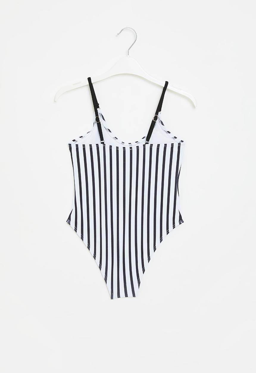 Rebel Republic - Girls stripe one piece swimsuit - black/white