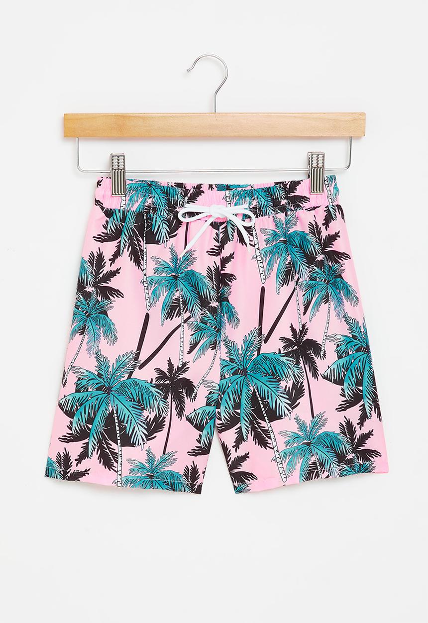 Rebel Republic - Boys printed swim boardshorts - pink