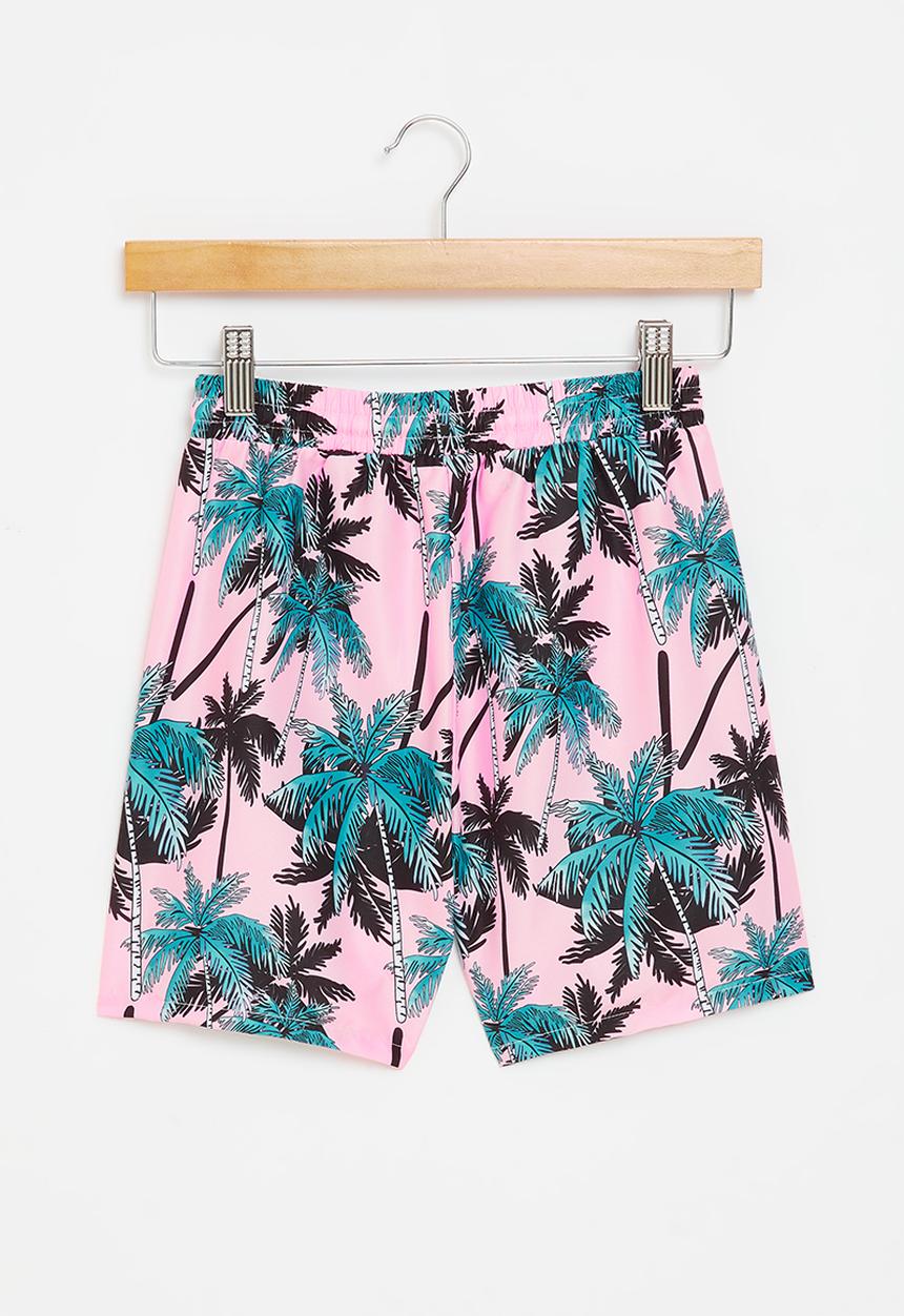 Rebel Republic - Boys printed swim boardshorts - pink