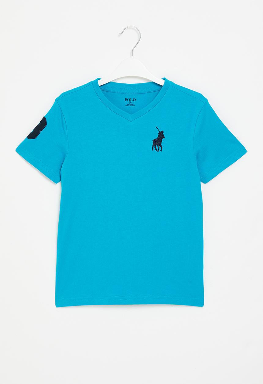 POLO - Boys numerical v neck tee - teal