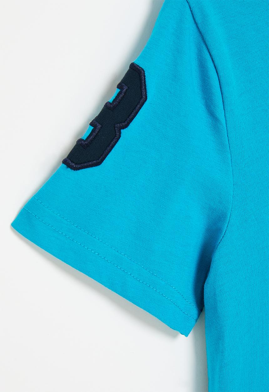 POLO - Boys numerical v neck tee - teal