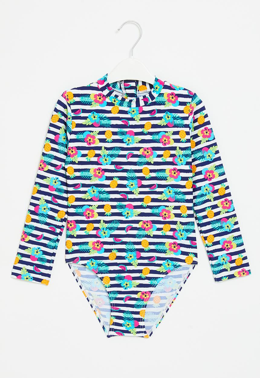 Rebel Republic - Stripe long sleeve swimsuit - multi