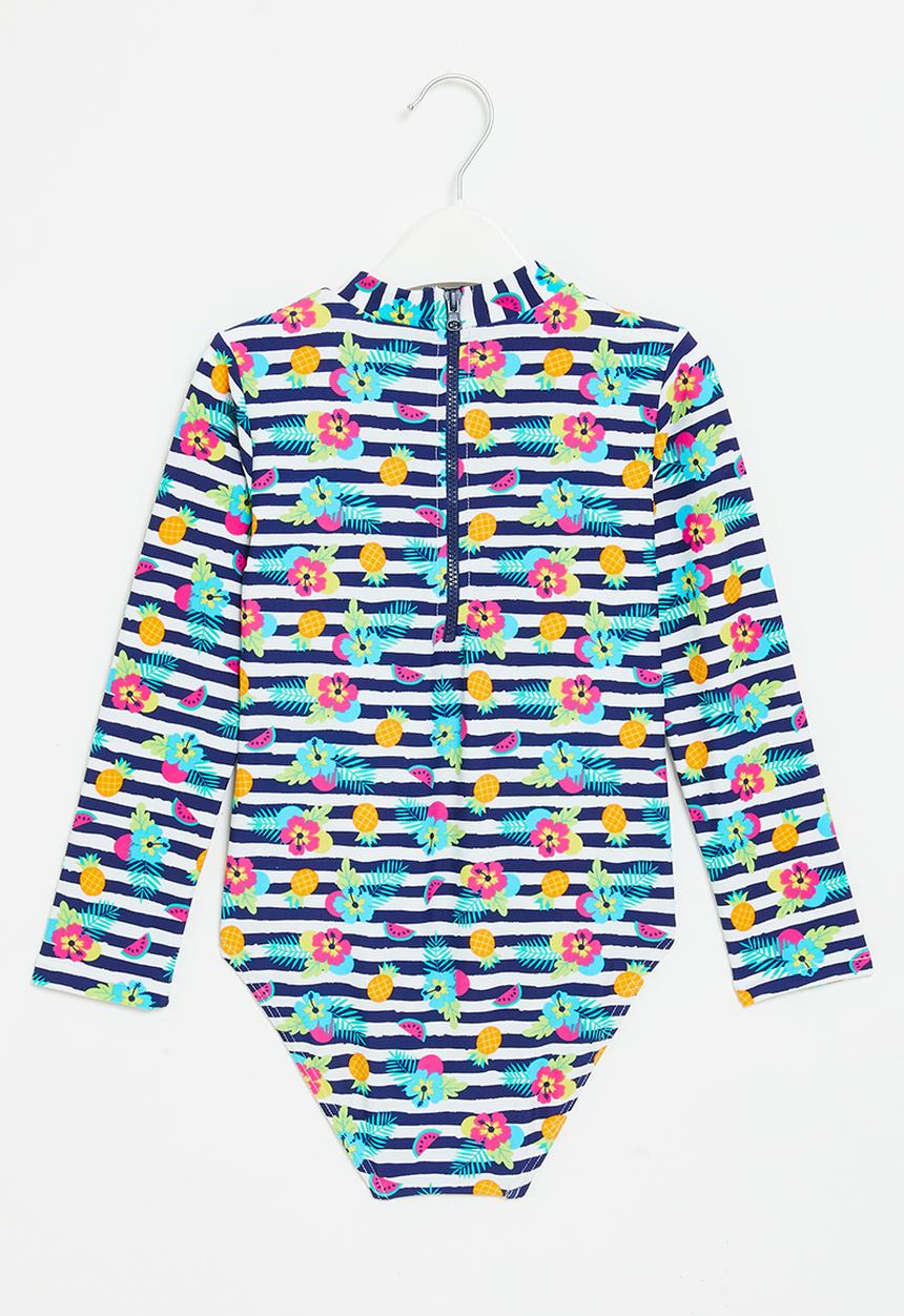 Rebel Republic - Stripe long sleeve swimsuit - multi