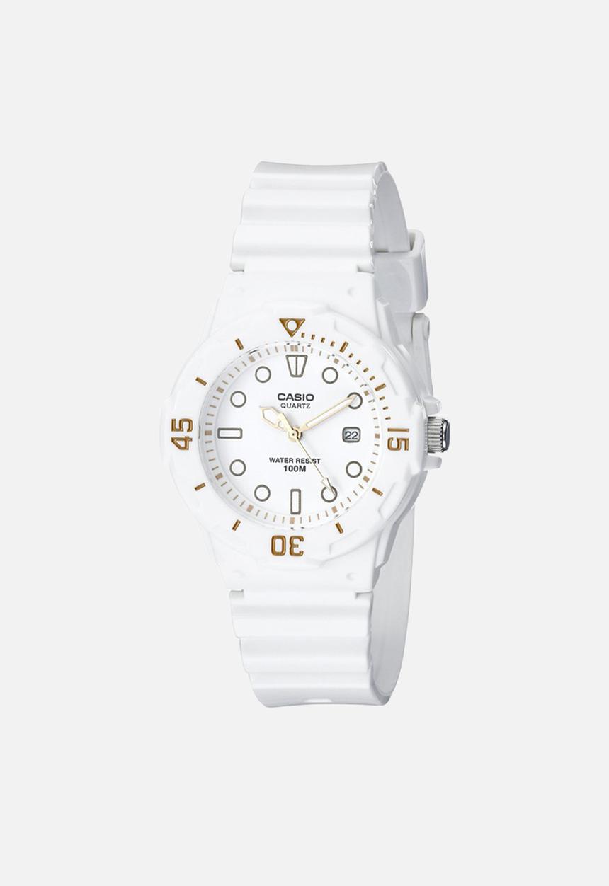 Casio - Girls analog gold dot watch - white