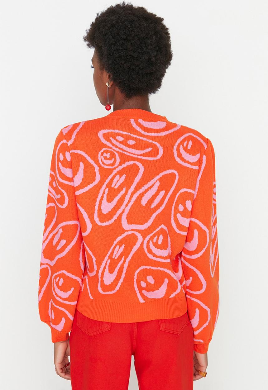 Trendyol - Crew neck knit sweater - orange