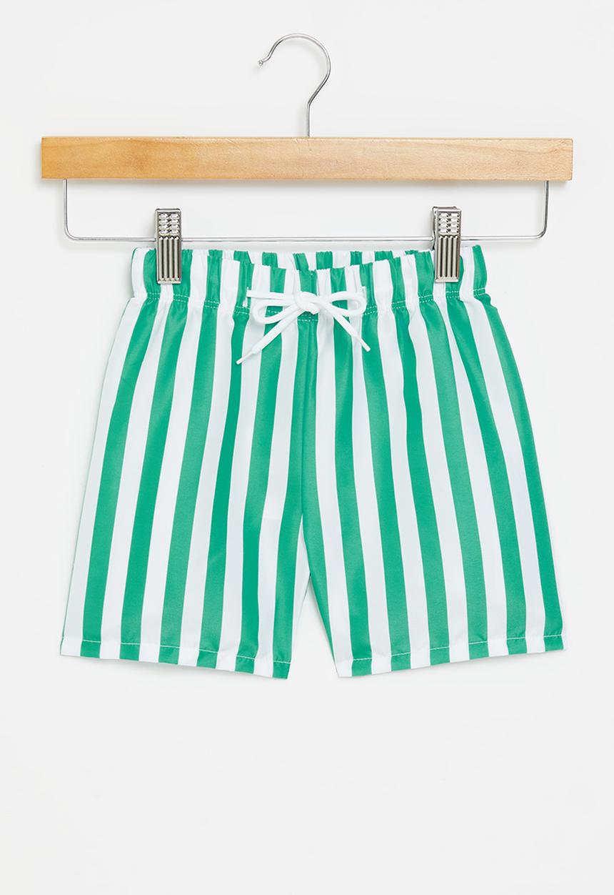 Pop Candy - Stripe board shorts - green & white 