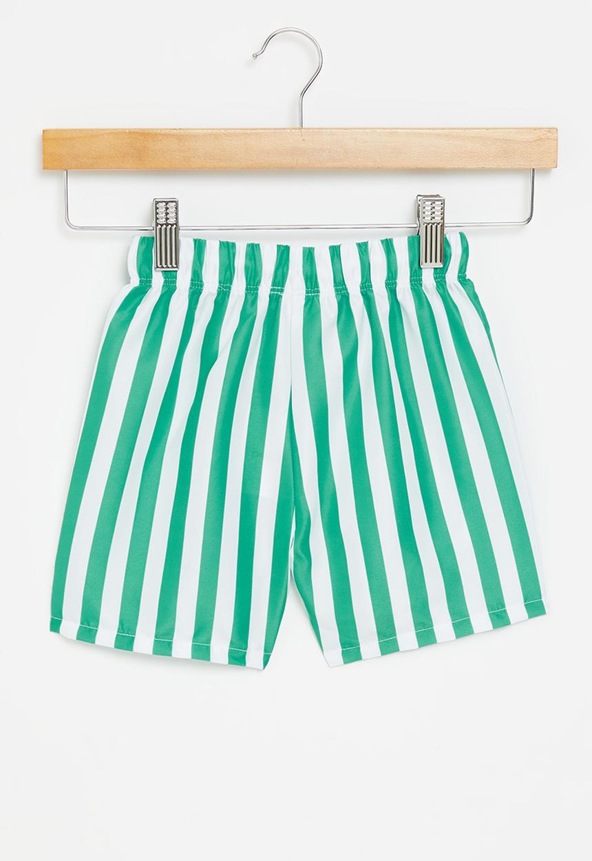 Pop Candy - Stripe board shorts - green & white 