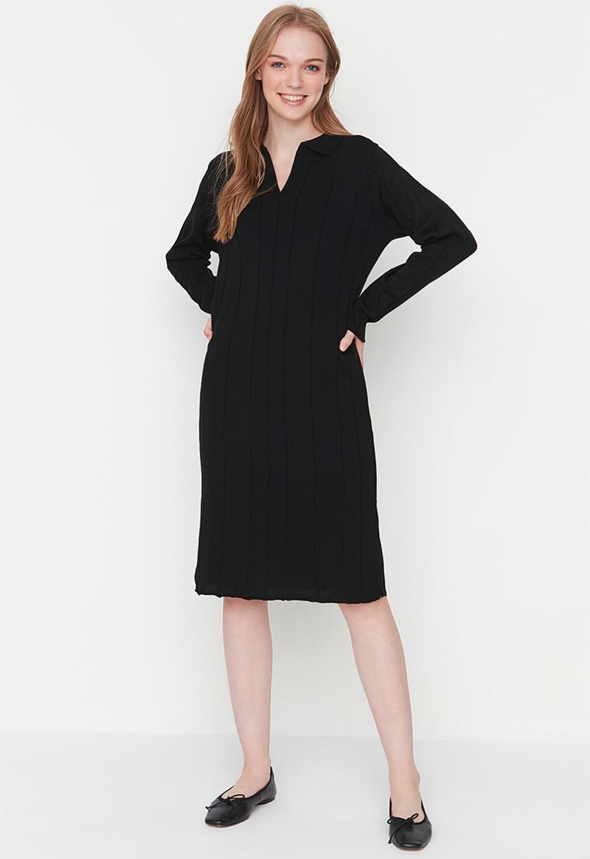 Trendyol - Ribbed knit dress - black
