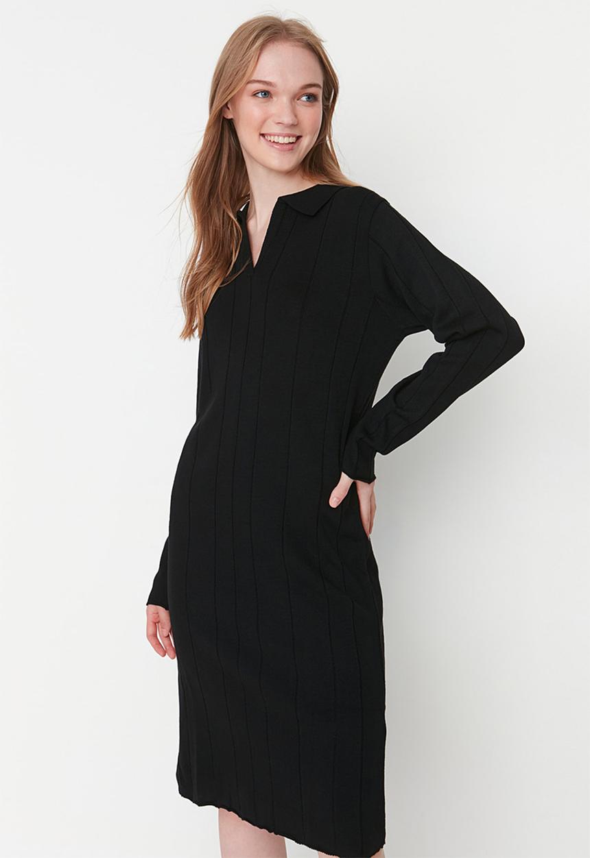 Trendyol - Ribbed knit dress - black