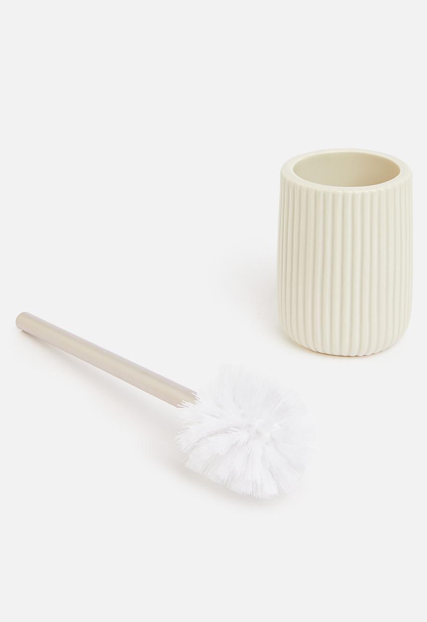 Bathroom Solutions - Stoneware toilet brush and holder - taupe