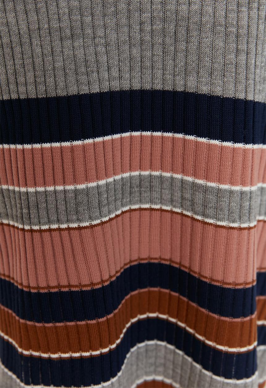 Trendyol - Striped hem knit midi dress - anthracite