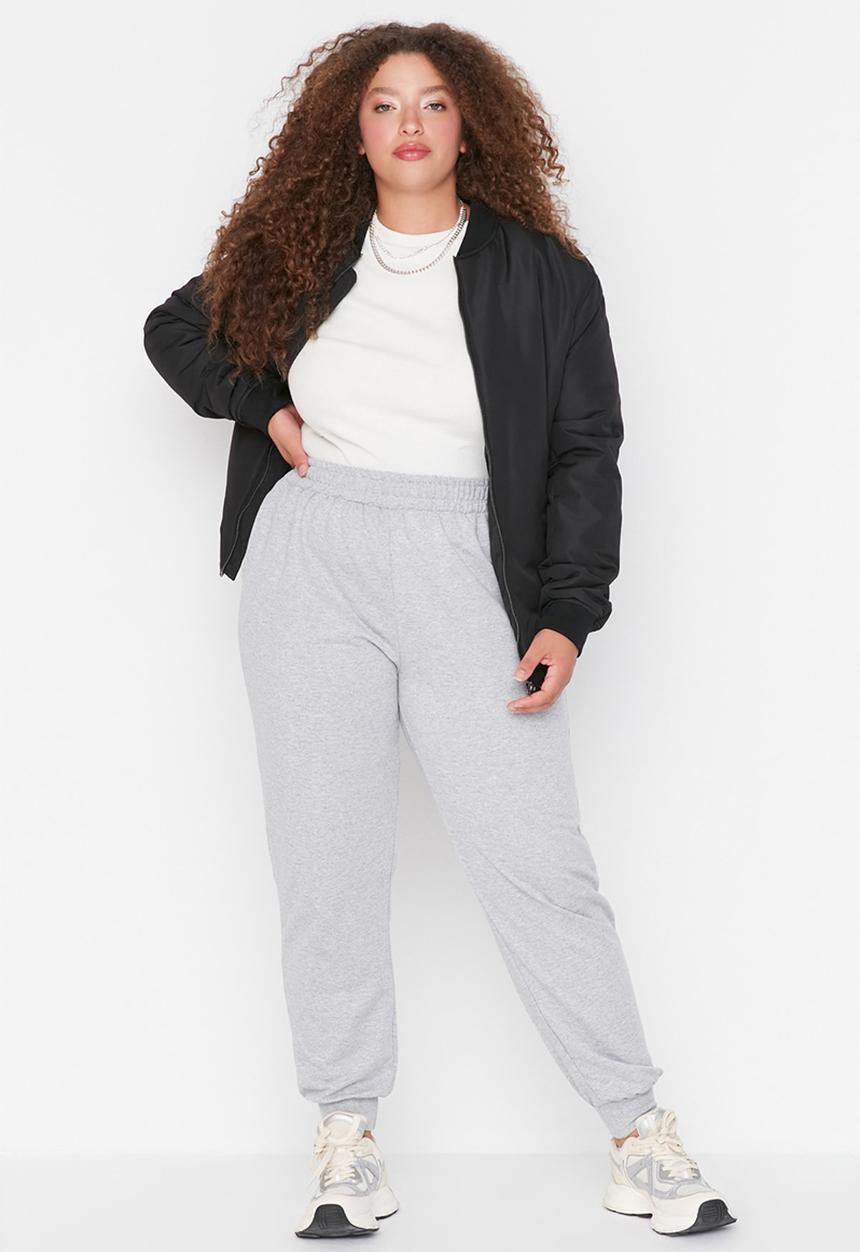 Trendyol - Plus basic jogger sweatpants - grey