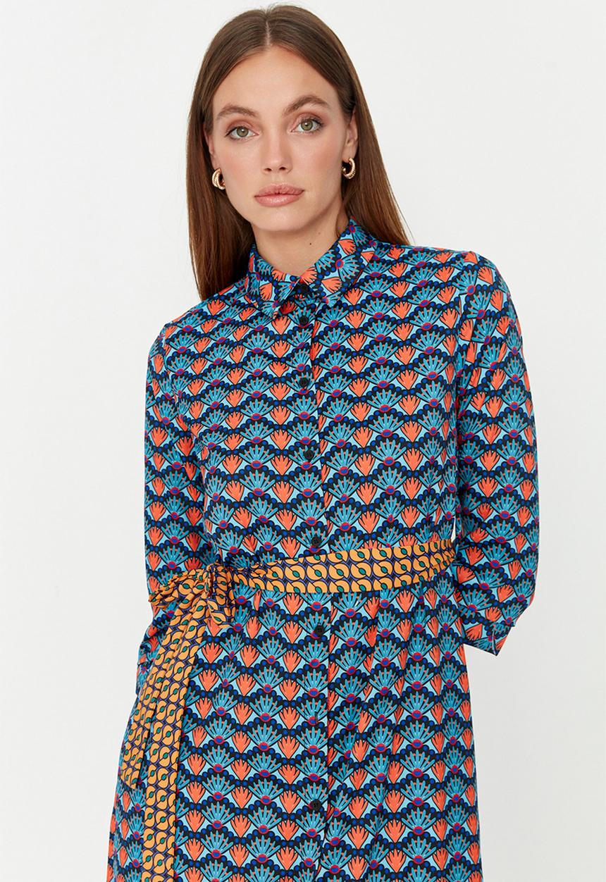 Trendyol - Print shirt dress - navy