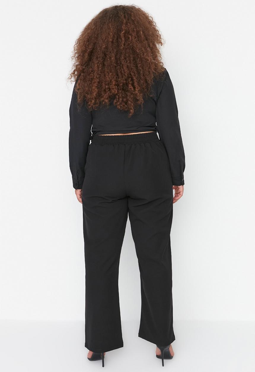 Trendyol - Plus elastic waist trousers - black
