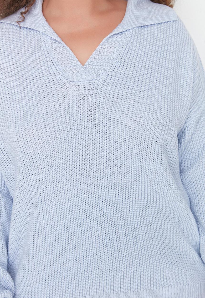 Trendyol - Plus shirt collar sweater - lilac