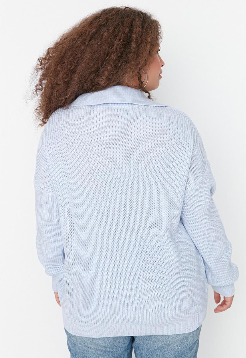 Trendyol - Plus shirt collar sweater - lilac