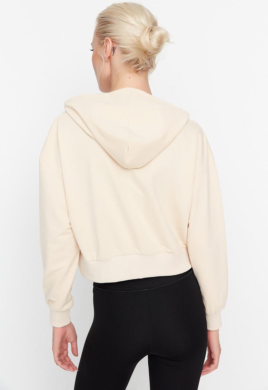 Trendyol - Cut out basic slim sweatshirt - stone