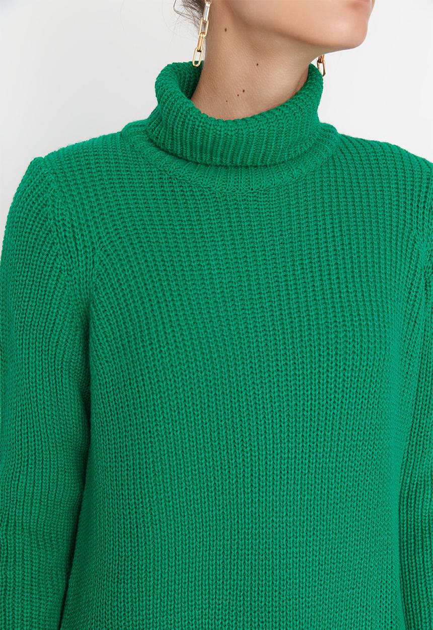 Trendyol - Turtleneck midi knit dress - green