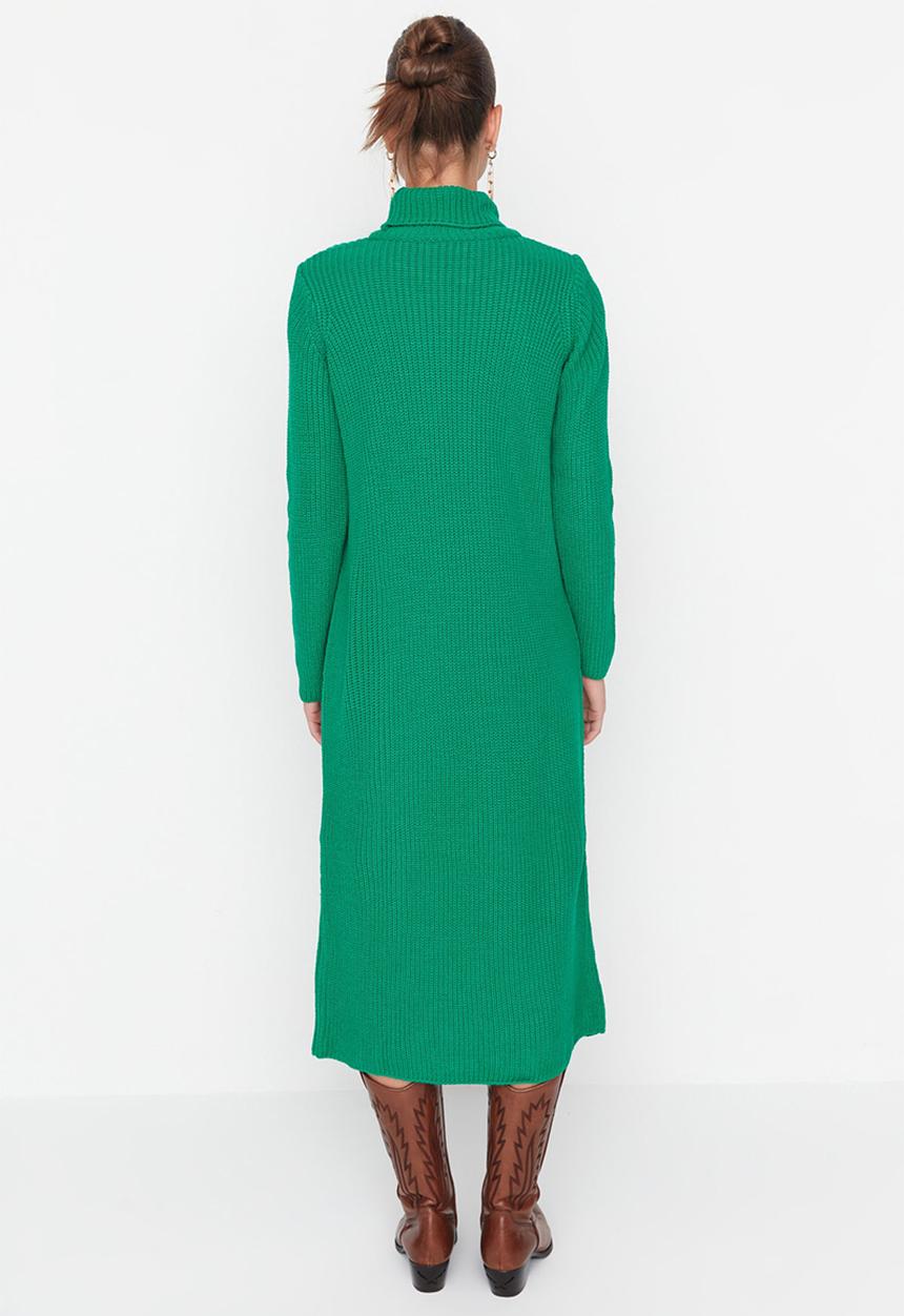 Trendyol - Turtleneck midi knit dress - green
