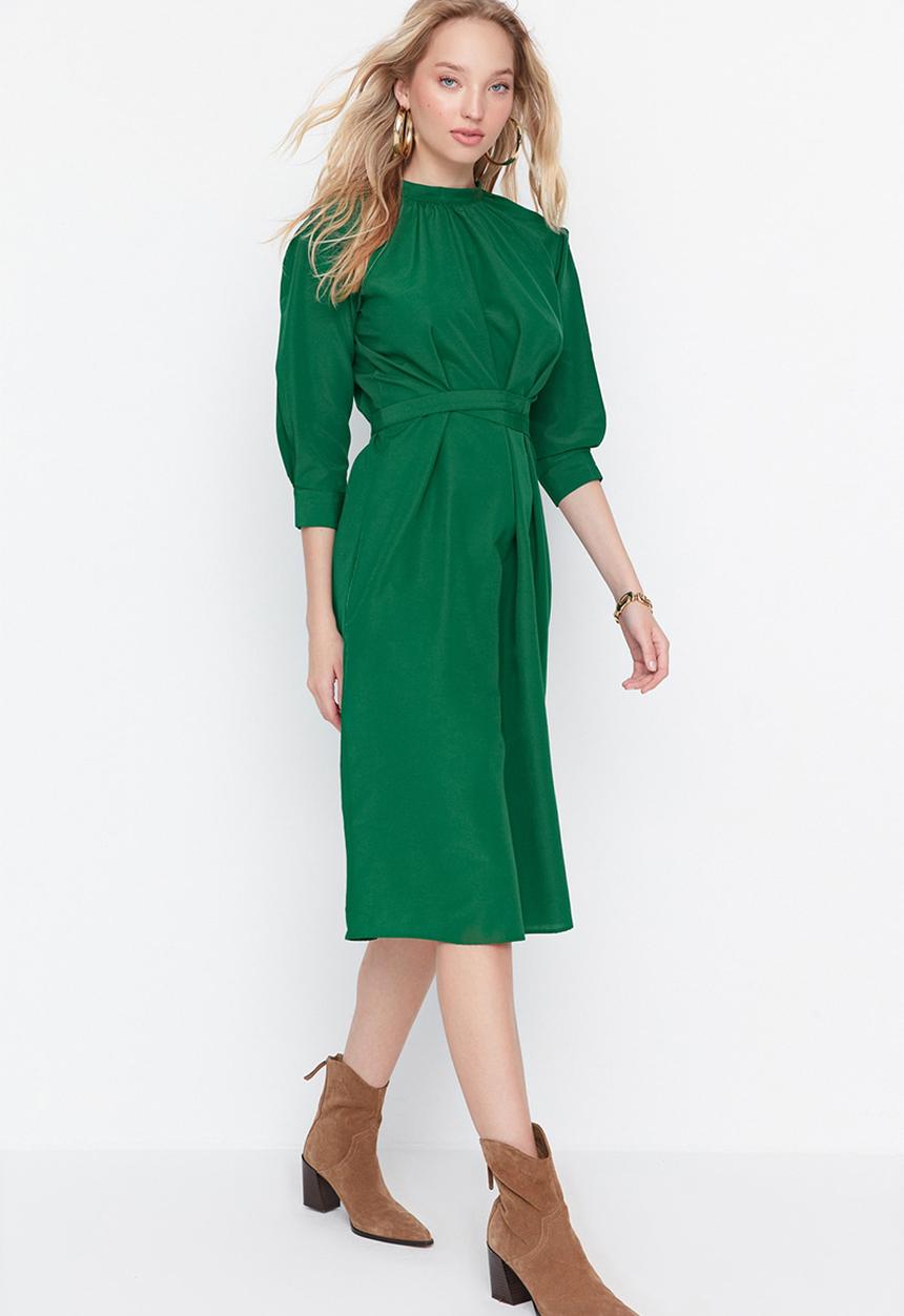 Trendyol - Balloon sleeve dress - green