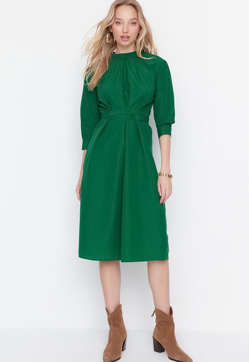 Trendyol - Balloon sleeve dress - green