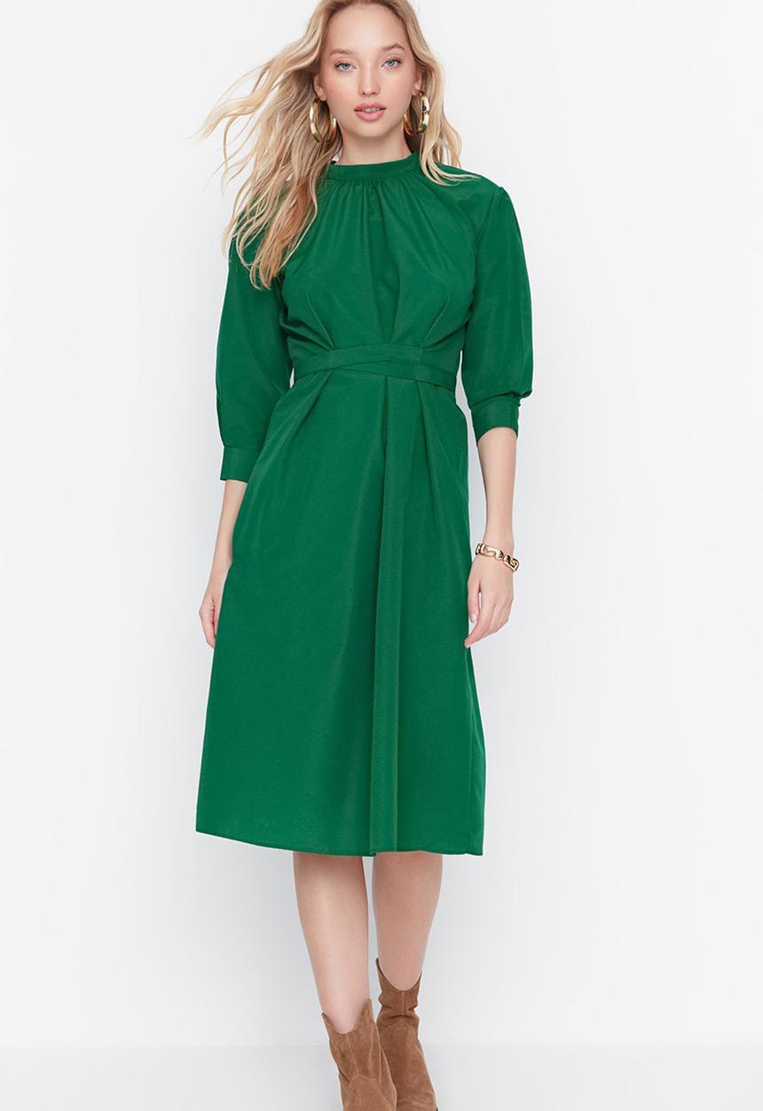 Trendyol - Balloon sleeve dress - green