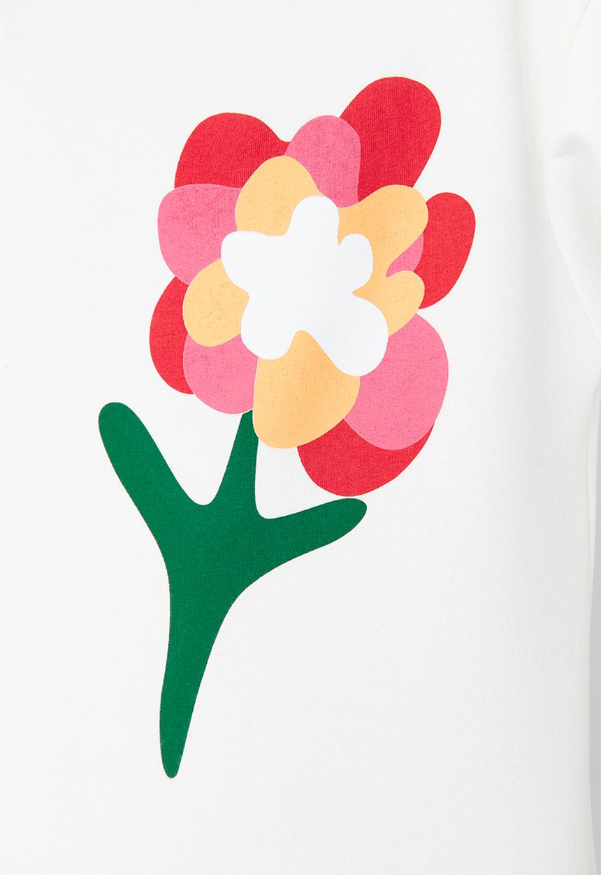 Trendyol - Flower print sweatshirt - white