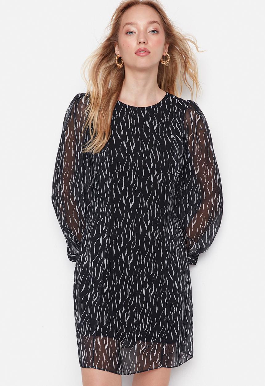 Trendyol - Printed dress skater - black