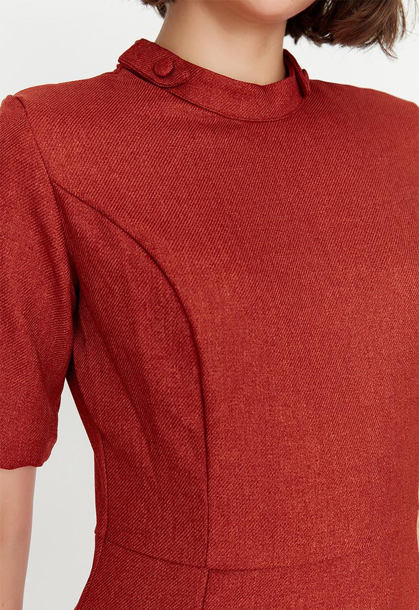 Trendyol - Belted asymmetrical dress - red