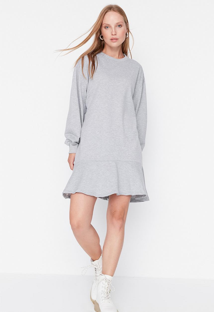 Trendyol - Flare hem mini dress - grey