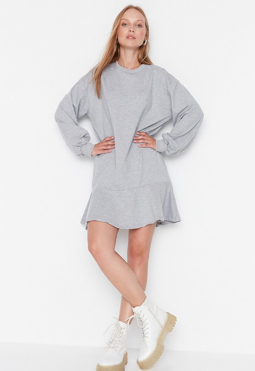 Trendyol - Flare hem mini dress - grey