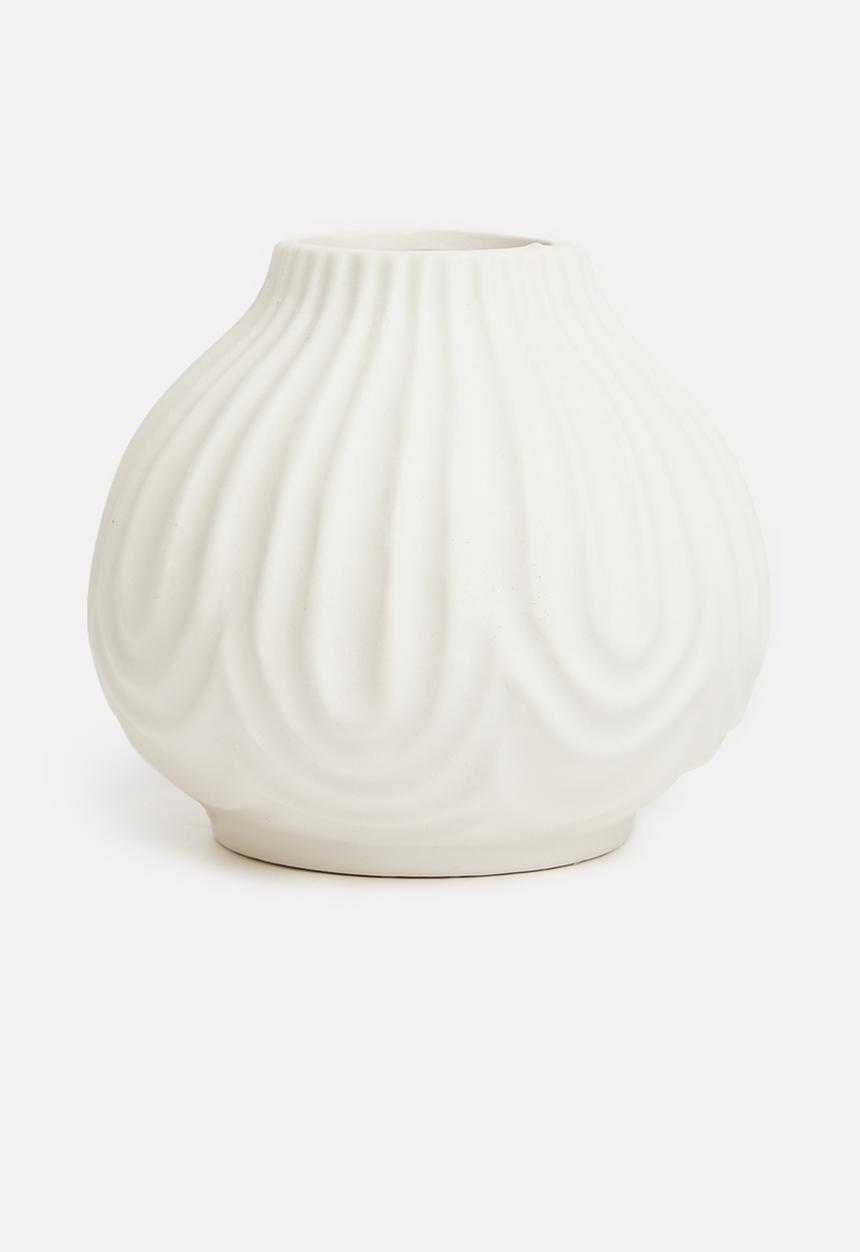 H&S - Deco wide porcelain vase - matte white