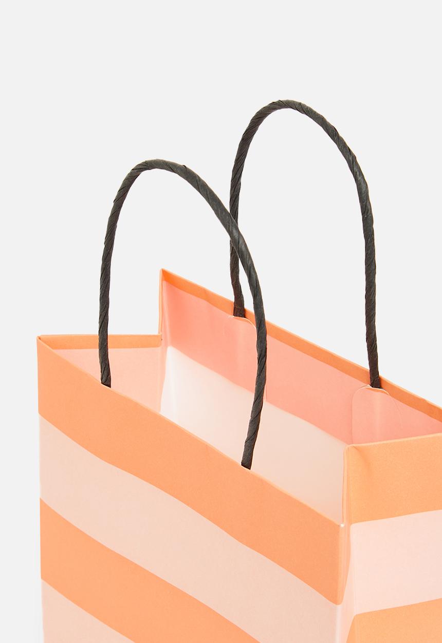 Typo - Get stuffed gift bag - small peach/whisper pink block stripe