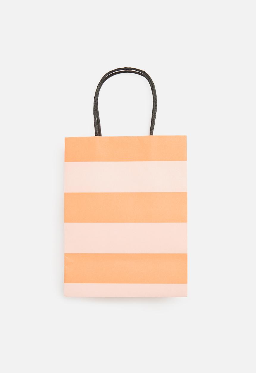 Typo - Get stuffed gift bag - small peach/whisper pink block stripe