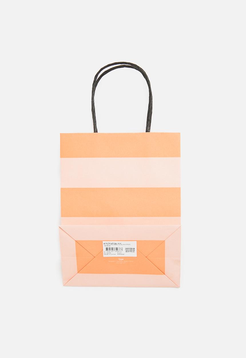 Typo - Get stuffed gift bag - small peach/whisper pink block stripe