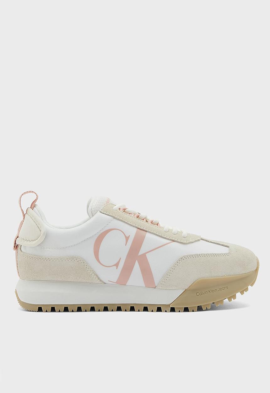 Calvin Klein - New retro runner laceup low - white & pink blush