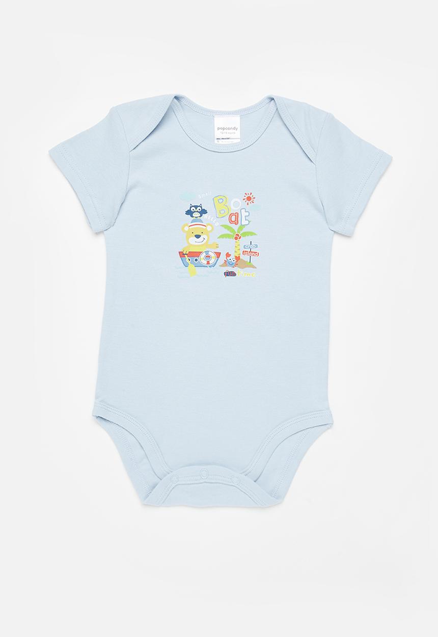 Pop Candy - Graphic babygrow - blue