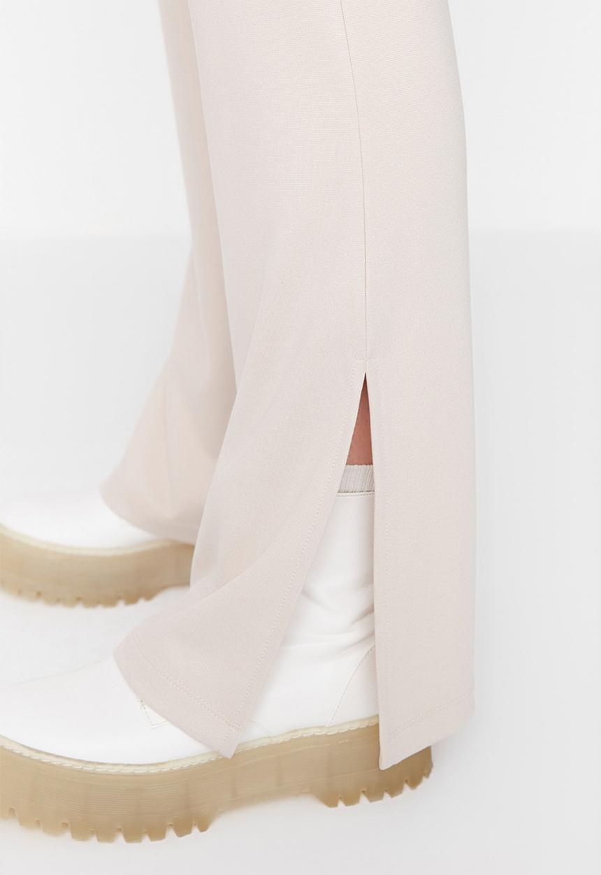 Trendyol - Wide leg slit trousers - beige