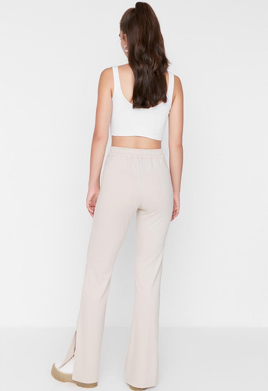 Trendyol - Wide leg slit trousers - beige