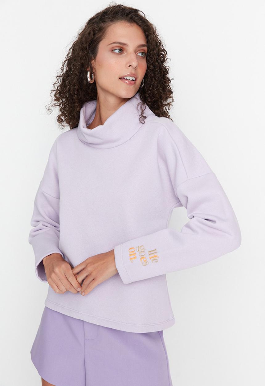 Trendyol - Loose neck sweatshirt - lilac