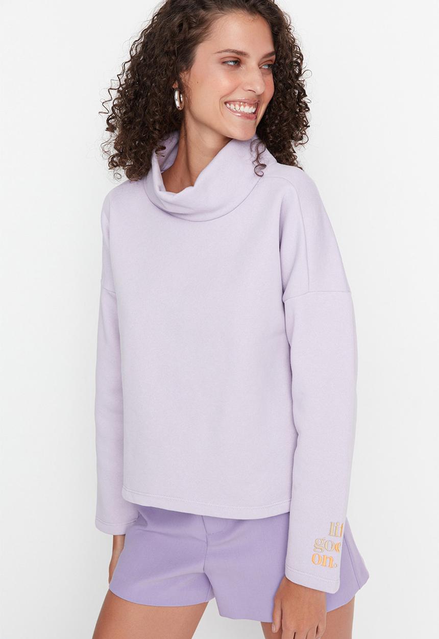 Trendyol - Loose neck sweatshirt - lilac