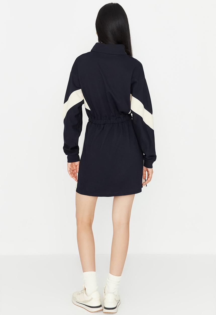 Trendyol - Colour block a-line dress - navy
