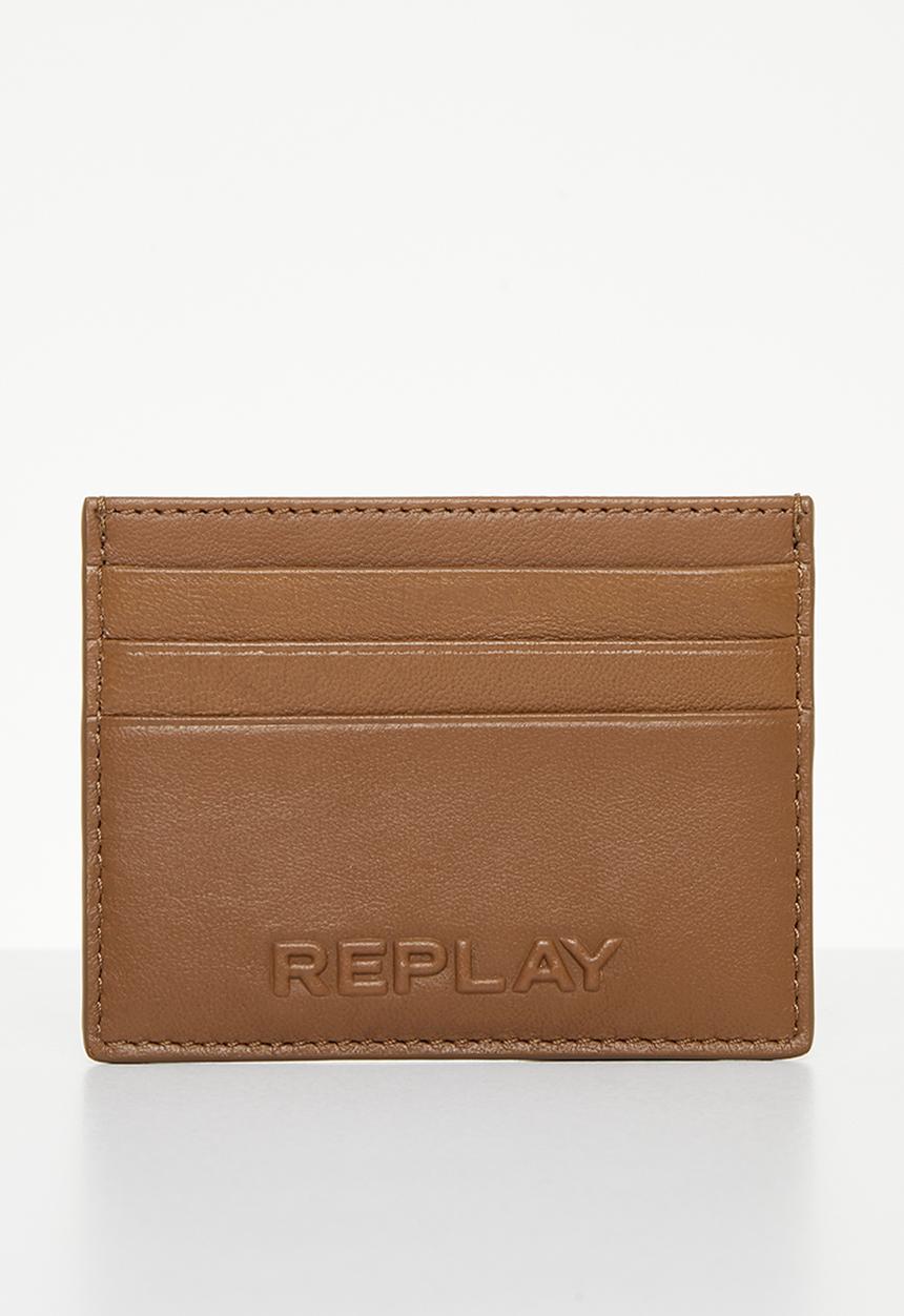 Replay - Replay leather wallet - brown wood