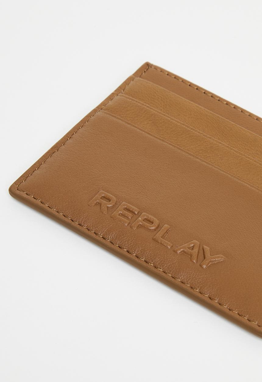Replay - Replay leather wallet - brown wood