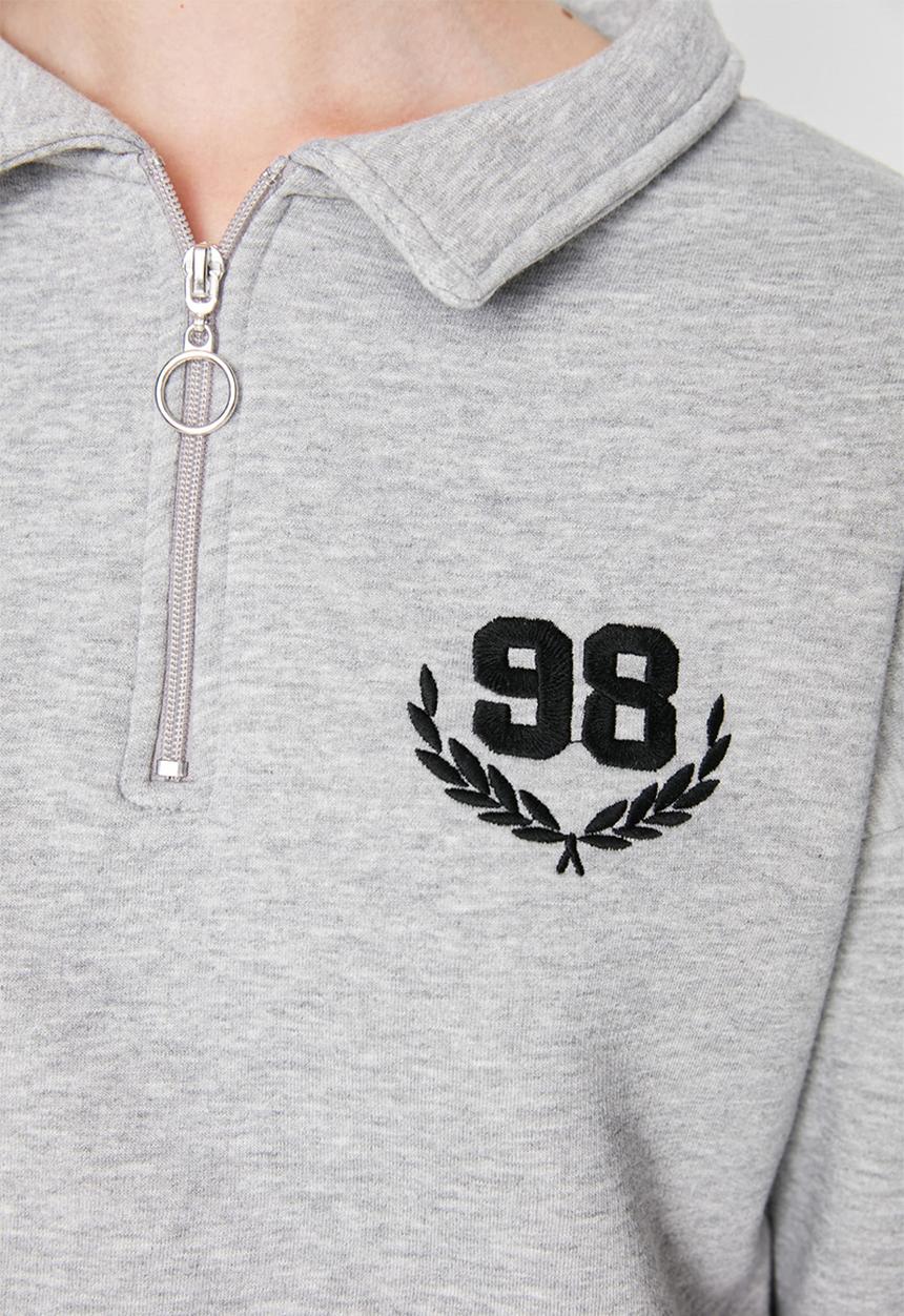 Trendyol - Loose fit zippered sweatshirt - grey