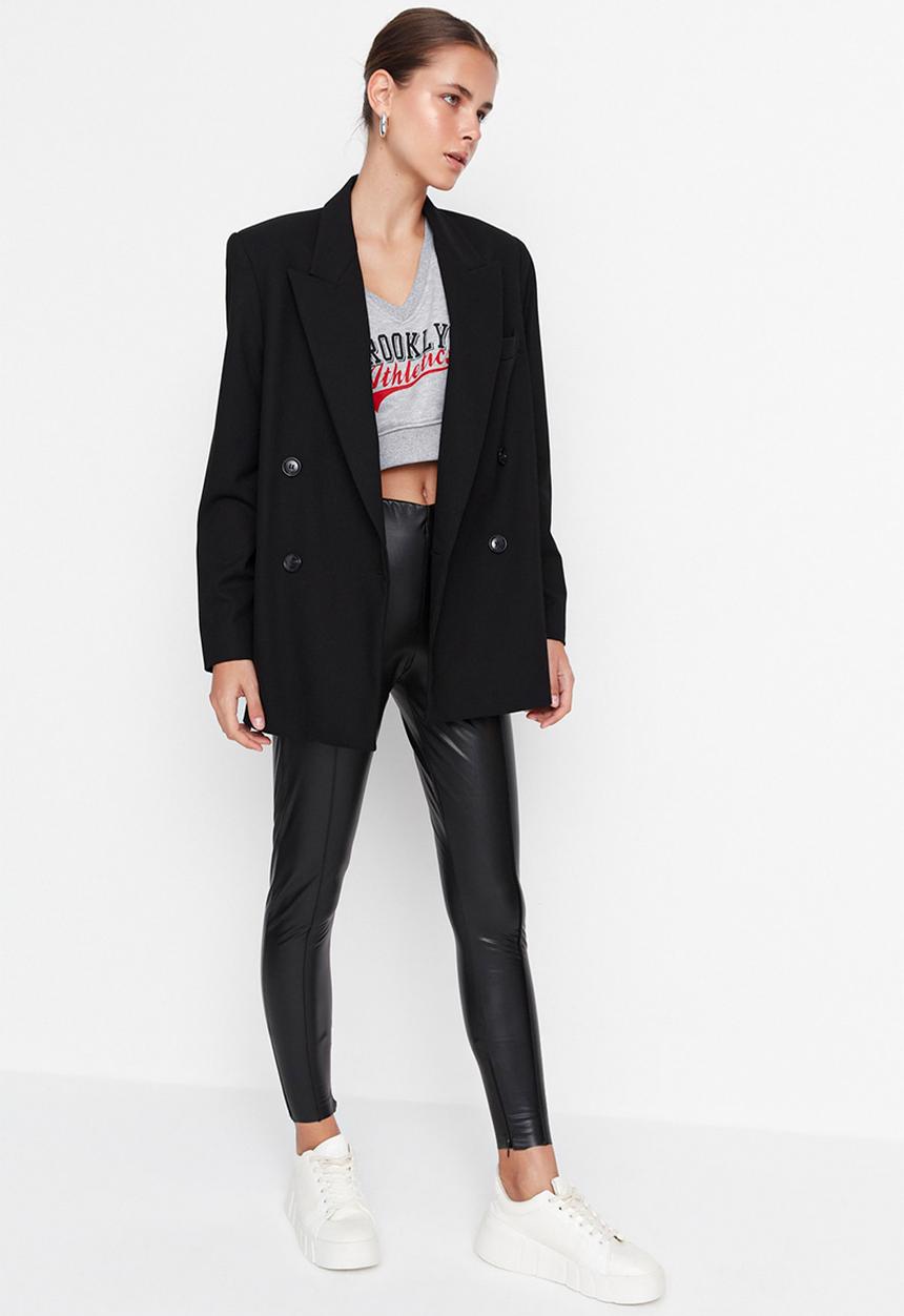 Trendyol - High waist faux leather leggings - black