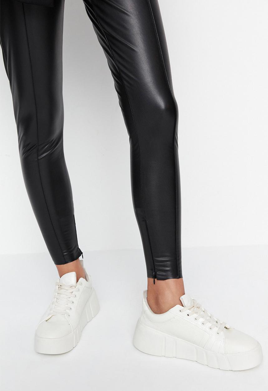 Trendyol - High waist faux leather leggings - black