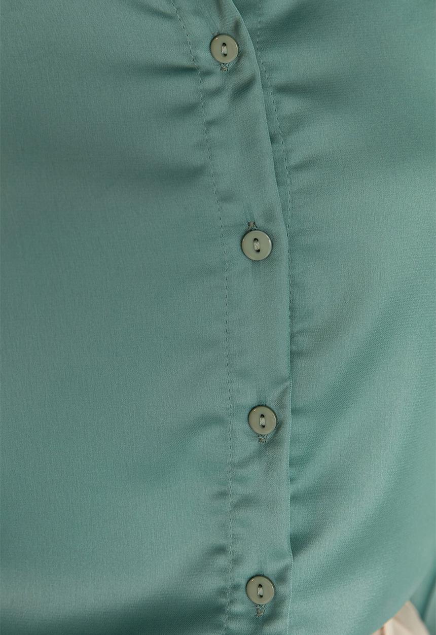 Trendyol - Basic satin shirt - green