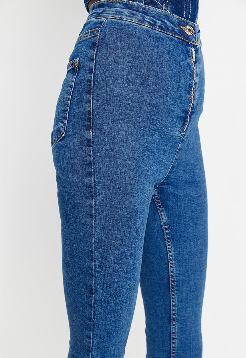 Trendyol - Zipper high waist skinny jeans - blue