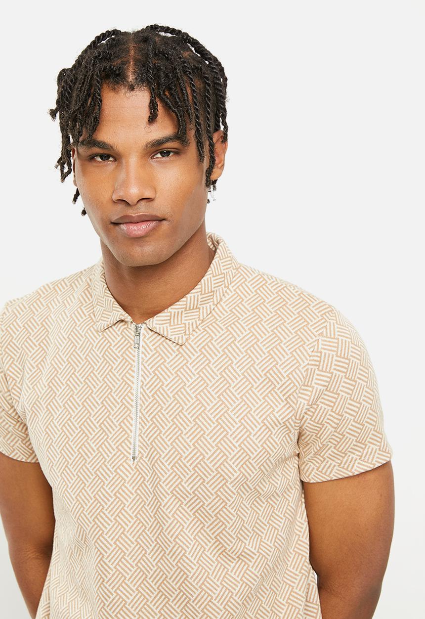 Brave Soul - Mps-501weave golfer - beige & ecru